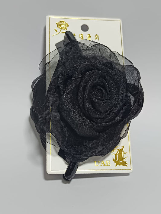 Flower Hair Clam Black