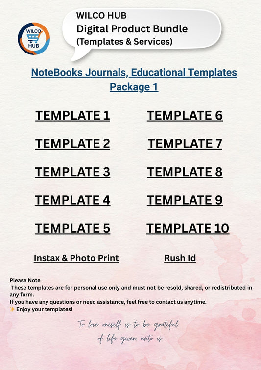 NoteBooks Journals,Educational EditableTemplates Package 1