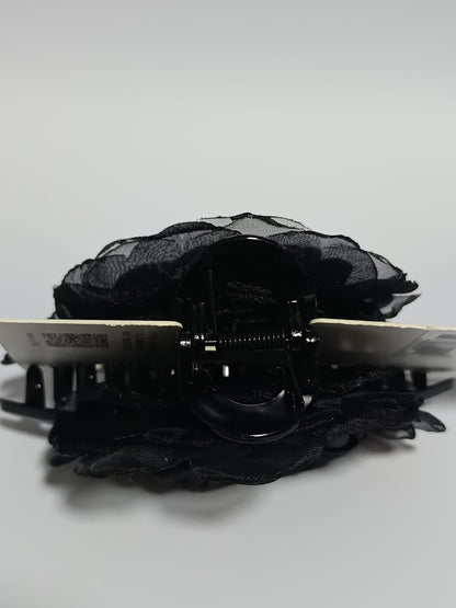 Flower Hair Clam Black