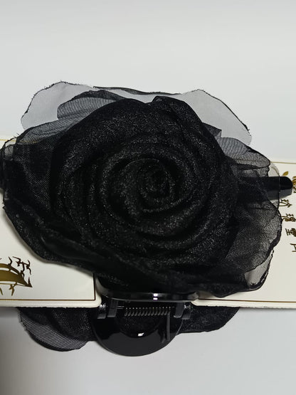 Flower Hair Clam Black