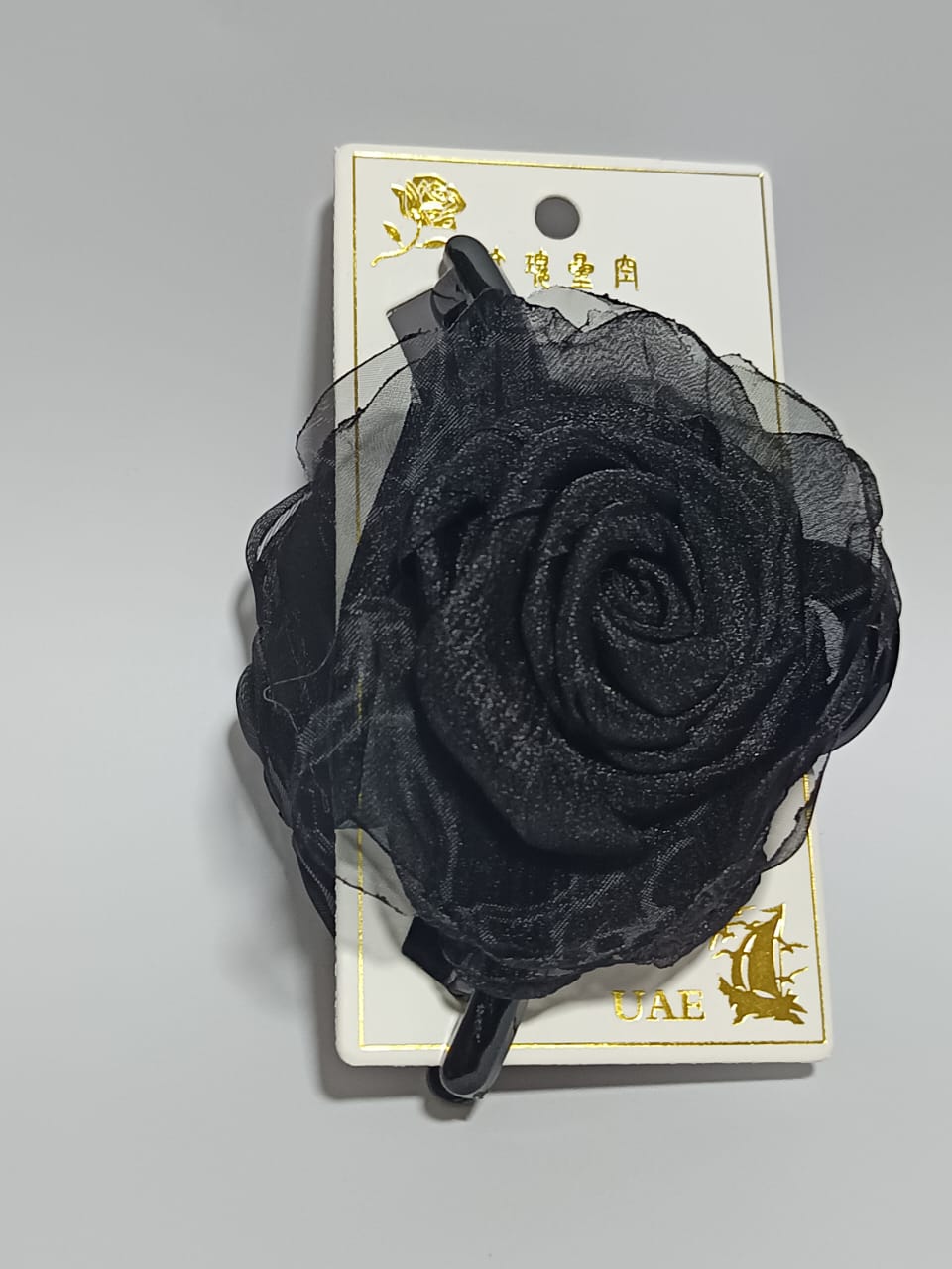 Flower Hair Clam Black