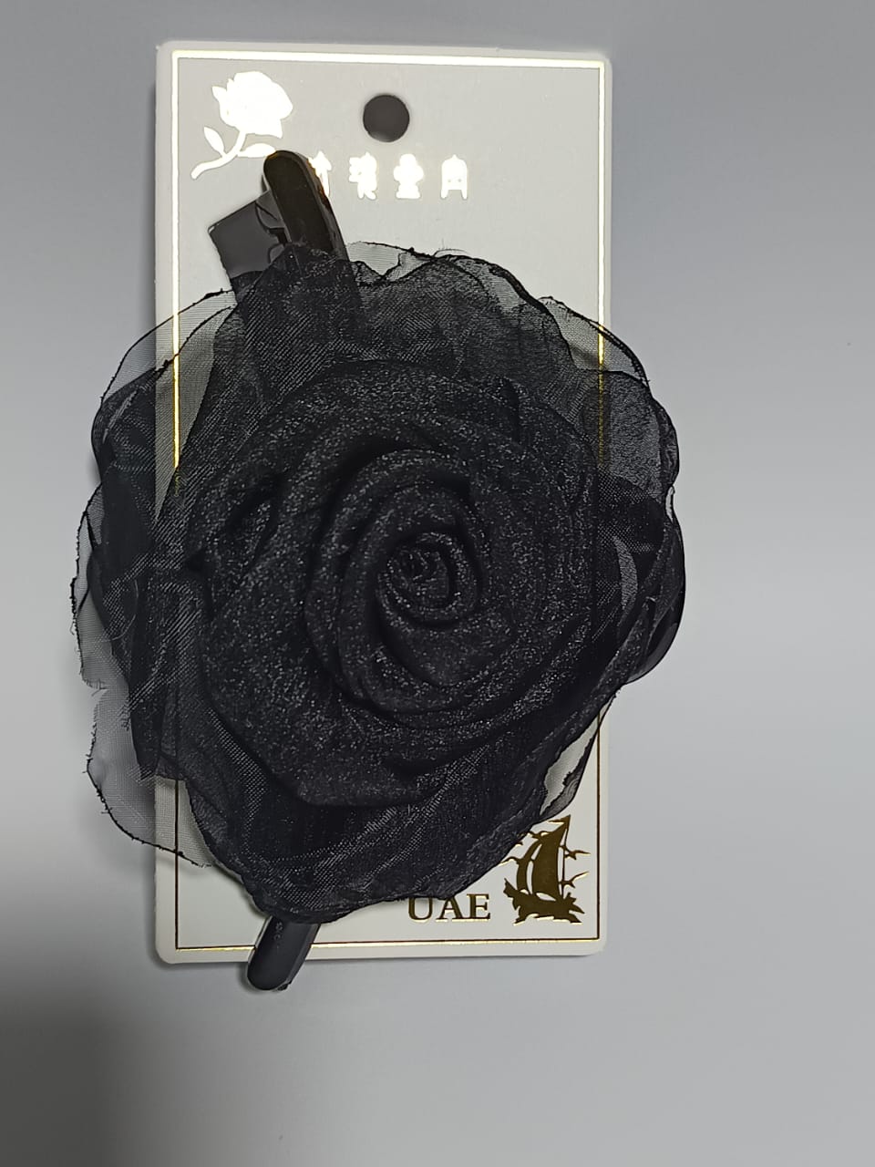 Flower Hair Clam Black